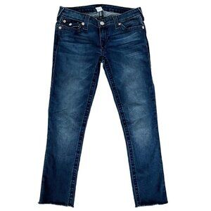 True Religion Womens Sz 28 Stella Low Rise Raw Hem Cropped Denim Jeans